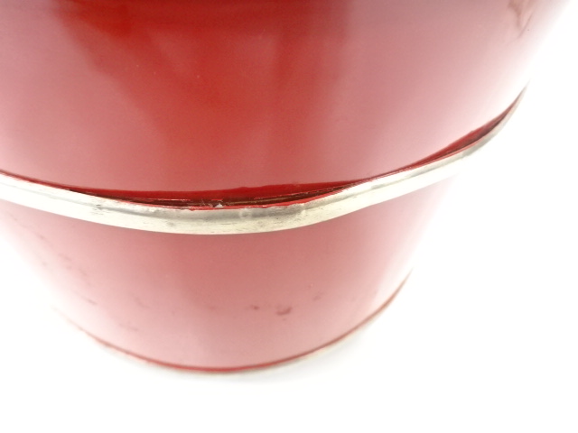  蒔絵師　西條一斎造　朱塗　銀箍　手桶　水指